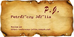 Petróczy Júlia névjegykártya